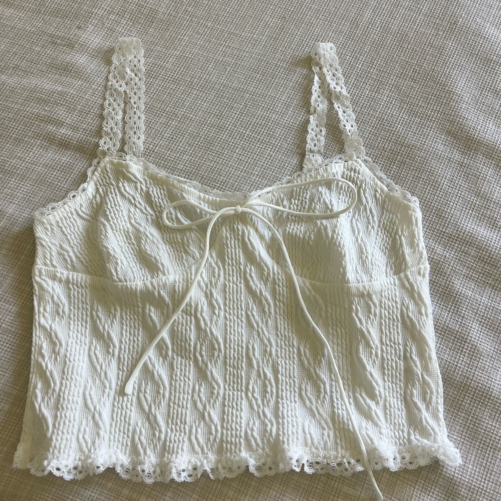 White Lace Trimmed Top
